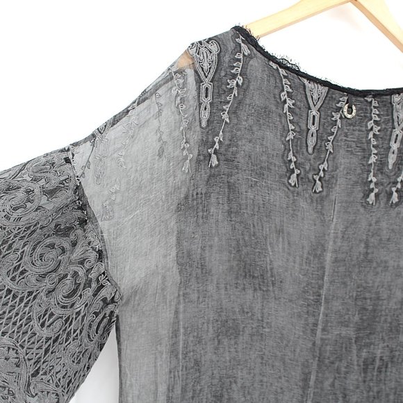 Save The Queen Gray Silk Lace Shift Dress w/Lining - Picture 11 of 13